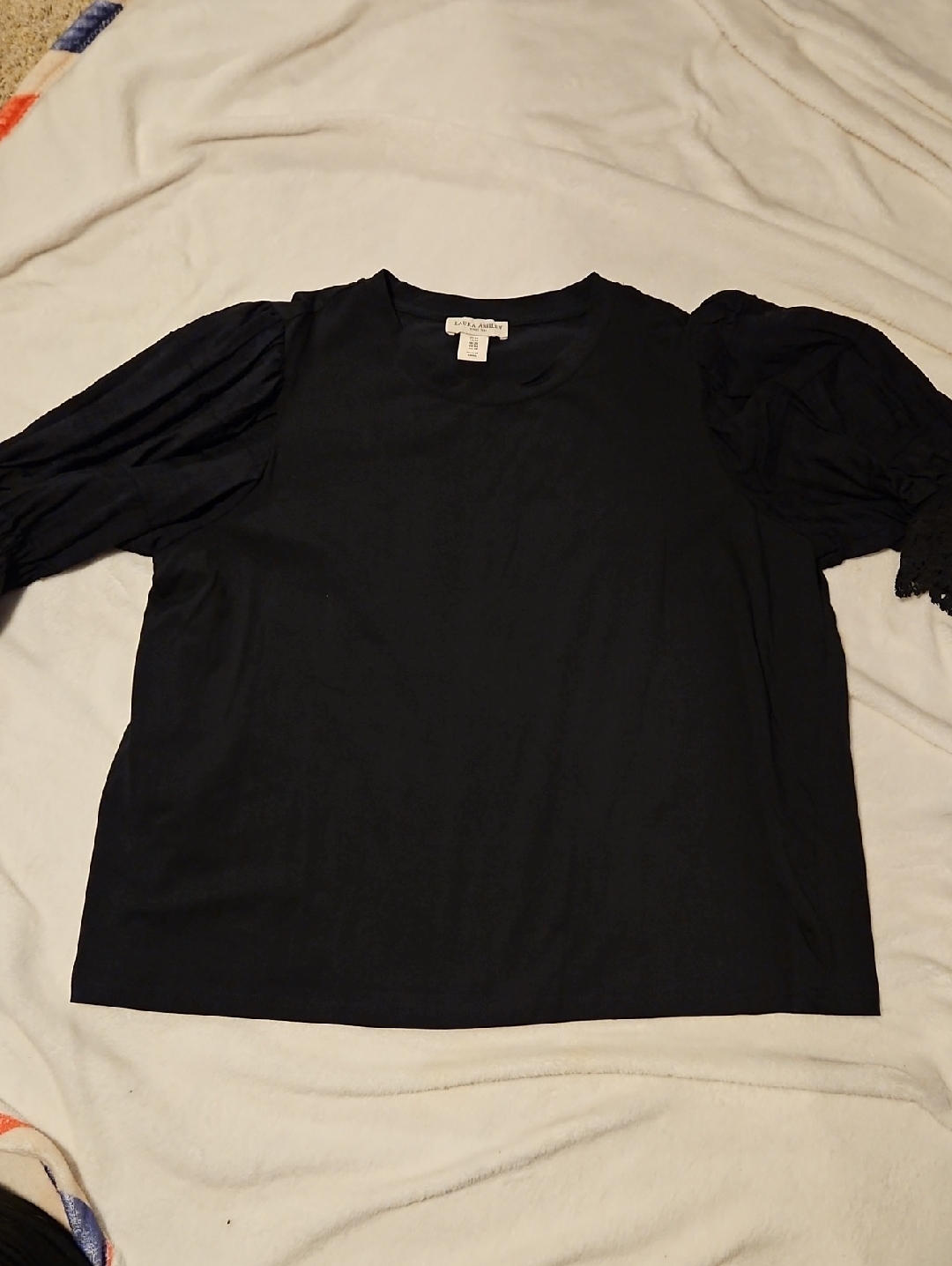 Laura Ashley Black Puff-Sleeve Tee